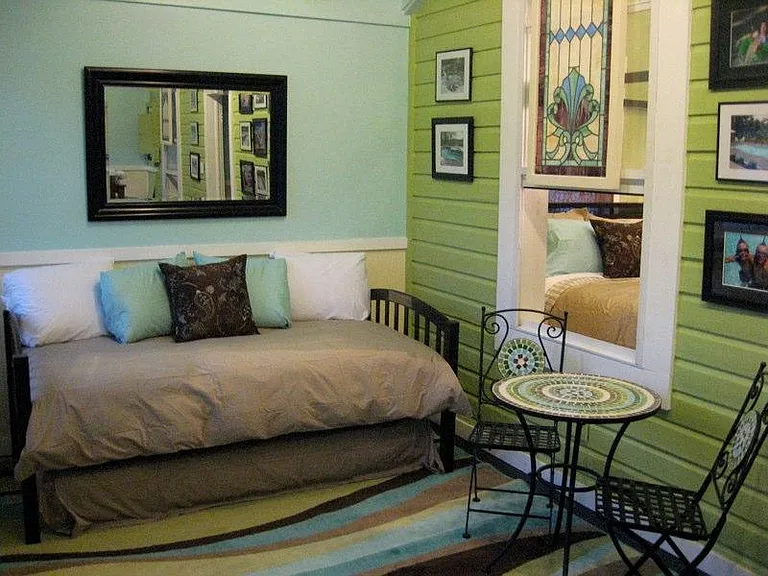 Front room set up as extra bedroom.