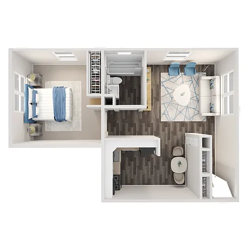 Floor plan 1 Bedroom Deluxe/1 bath