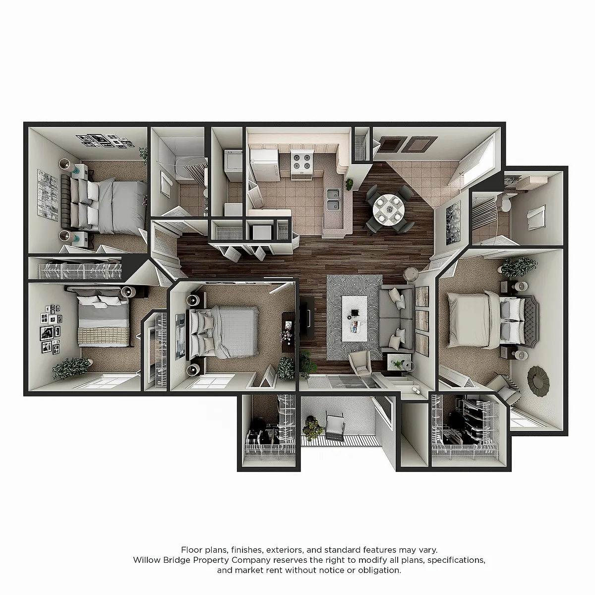 Floor plan Meridian - 4 BR - 2 BA