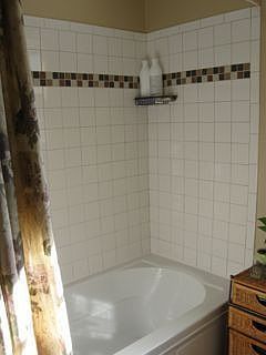 Deep Tub, Tiled Shower