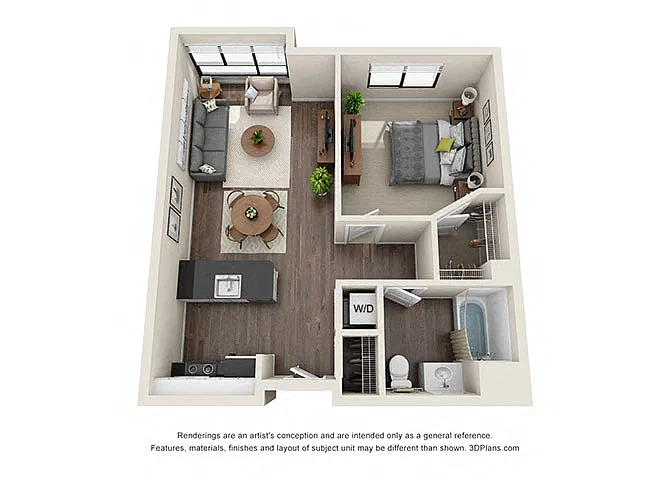 Floor plan ONE BEDROOM | ONE BATH A2.1