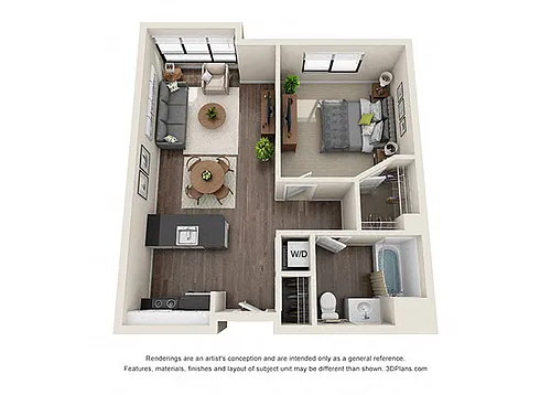 Floor plan ONE BEDROOM | ONE BATH A2.1