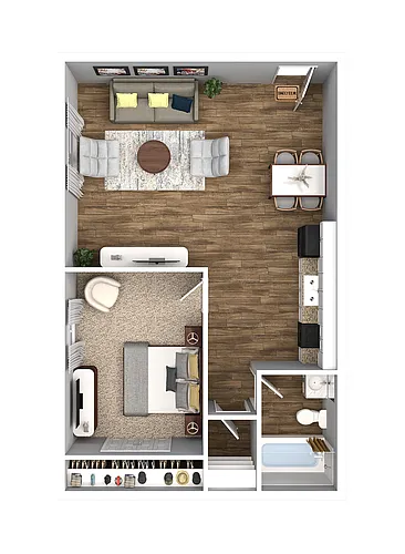 Floor plan 1 Bedroom 1 Bath 660