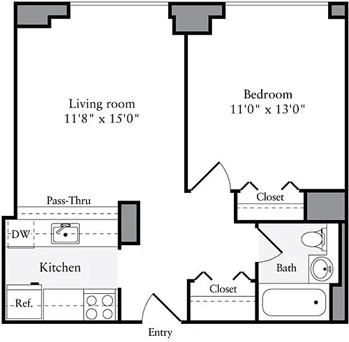 Floor plan 1 Bedroom A