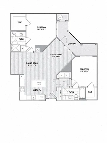 Floor plan 2 BED 2 BATH - 1,245