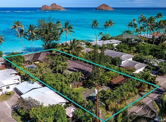 The property spans all the way from Mokulua Drive to Lanikai Beach and is desirably located away from the public beach access paths - adding to the property's privacy.