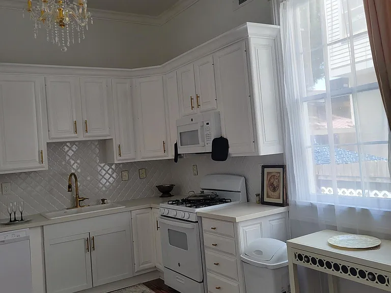 Newly renovated kitchen with electric stove