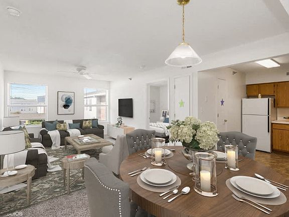 Open concept living and dining space