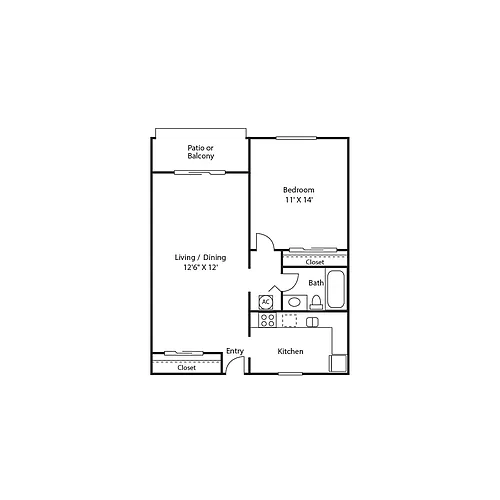 Floor plan 1x1 - 775 sqft - The Royal