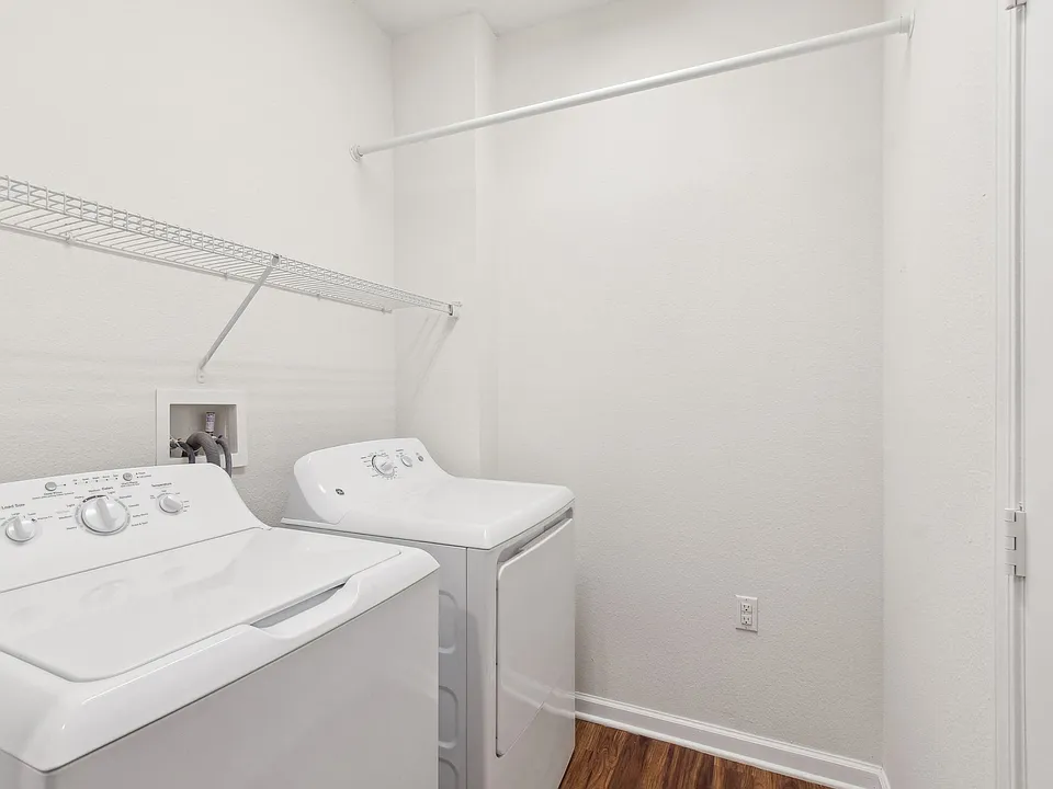 One bedroom laundry area