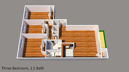 Floor plan 3 Bed 1 And Half Bath