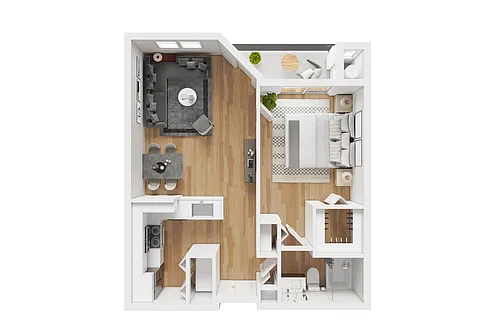 Floor plan 1BD, 1BTH A2
