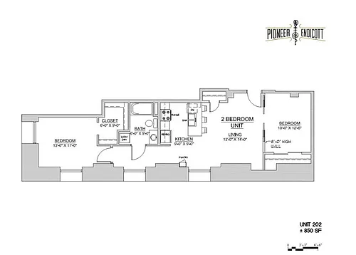Floor plan 2BR/1BA