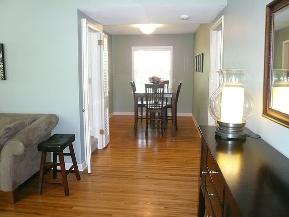 View of formal dining from front door foyer