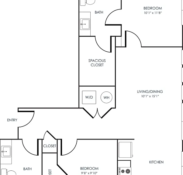 2 Bedroom 22B Floorplan Diagram