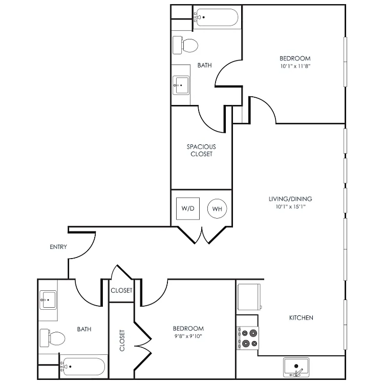 Floor plan 2 Bedroom 22B