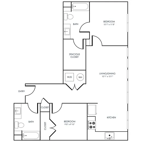 Floor plan 2 Bedroom 22B