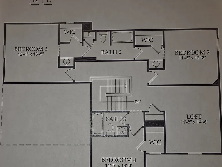 McCullough SubDivision; Riverview floorplan; second floor.