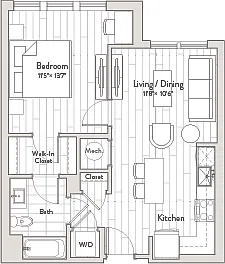 Floor plan 1 Bed/1 Bath-A2