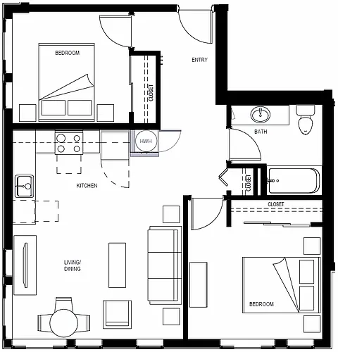 Floor plan 2 Bedroom 2-2