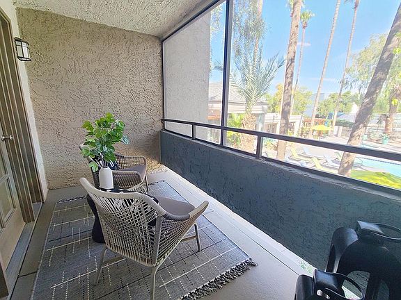 You can enjoy the outdoors from your private patio.