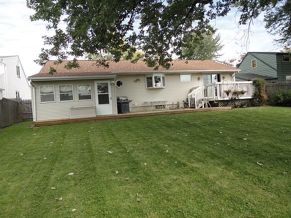 Backyard with 2 tiered deck