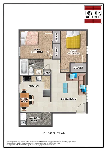 Floor plan Two Bedroom with Laundry Area