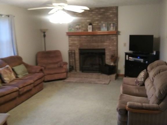 Family room with fireplace.