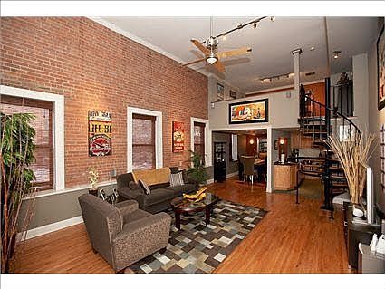 Living room with loft view