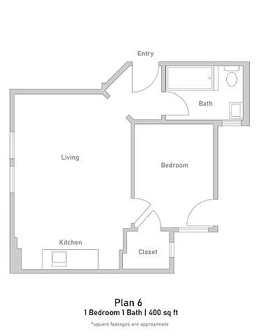 Floor plan 1 Bedroom - Junior - Plan 6
