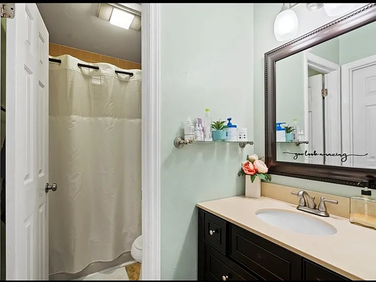Upstairs full bath with tub/shower.