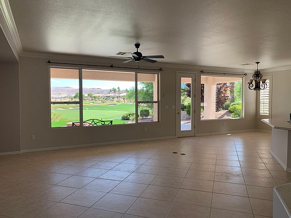 Living room with golf course view