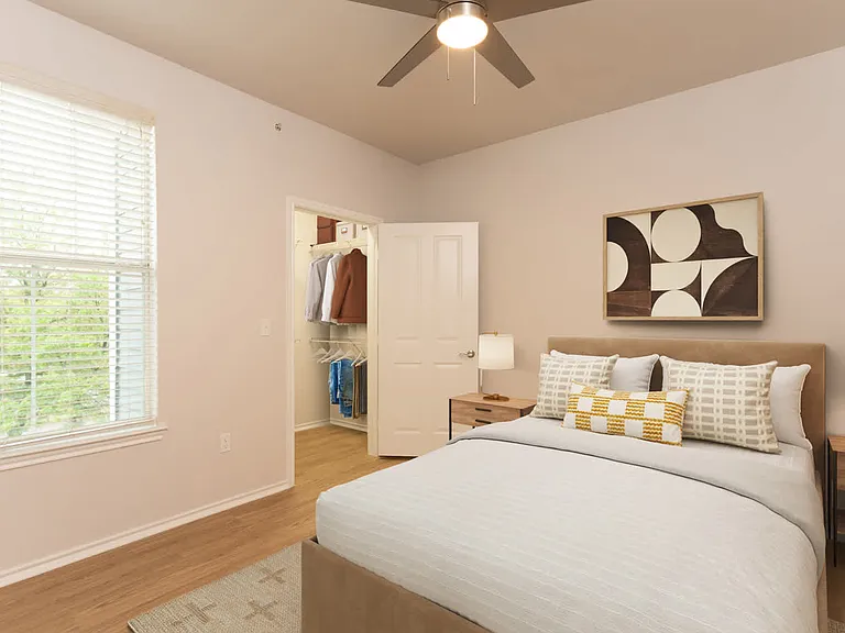 Bedroom with hard surface flooring