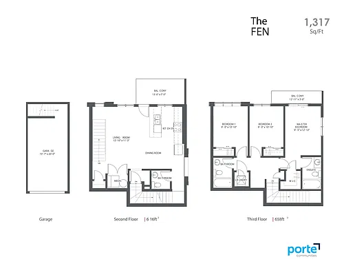 Floor plan 3 bedroom, 2,5 bathroom and garage