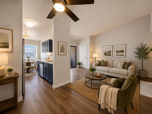 Cozy modern living space with greenery