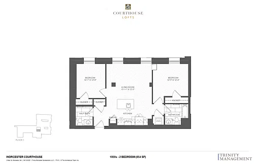 Floor plan 2 Bedroom Courtroom