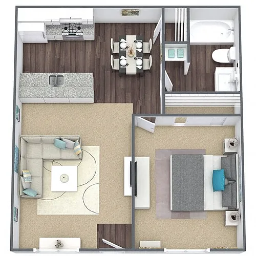 Floor plan A1: 1 Bed 1 Bath