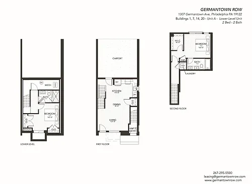 Floor plan Townhome Unit A Corner with Parking