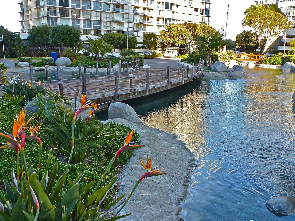 Lagoon and landscape as you your walk through the Coronado shores complex