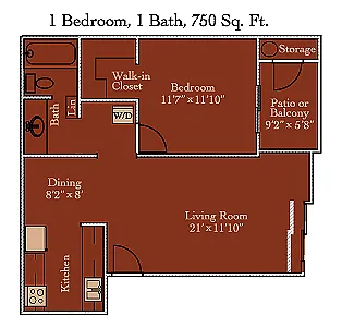 Floor plan 1BD/1BA