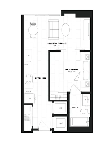 Floor plan 1 Bed/1 Bath JR-A6.1.1