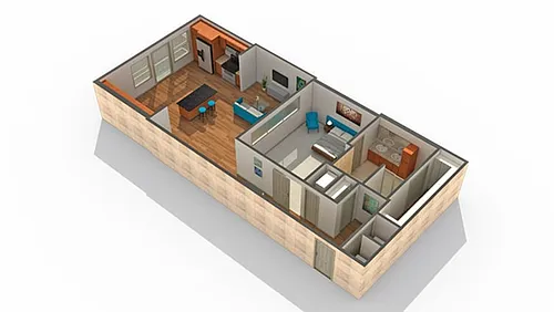 Floor plan 1 BR x 1 BA - I