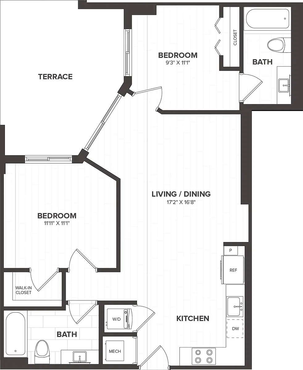 Floor plan 2 Bed/2 Bath-B13