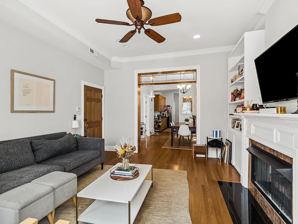 Living room with fireplace
