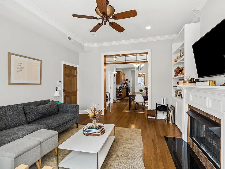 Living room with fireplace