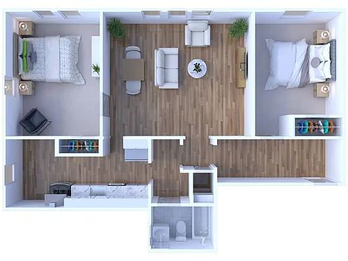 Floor plan Parkwin Apts - 2 BD 1 BTH, Renovated