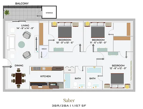 Floor plan 3BR/2BA