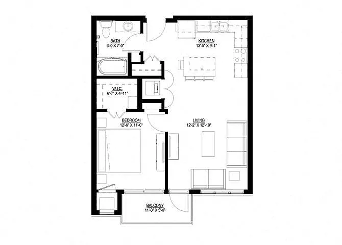 Floor plan One Bedroom C