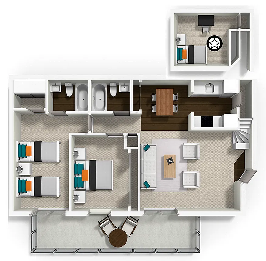 Floor plan Private Bedroom Loft - The Loft