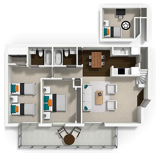 Floor plan Private Bedroom Loft - The Loft